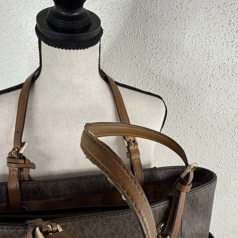 Michael Kors Jet Set Item Large East/West Top Zip Tote Iconic Brown Monogram